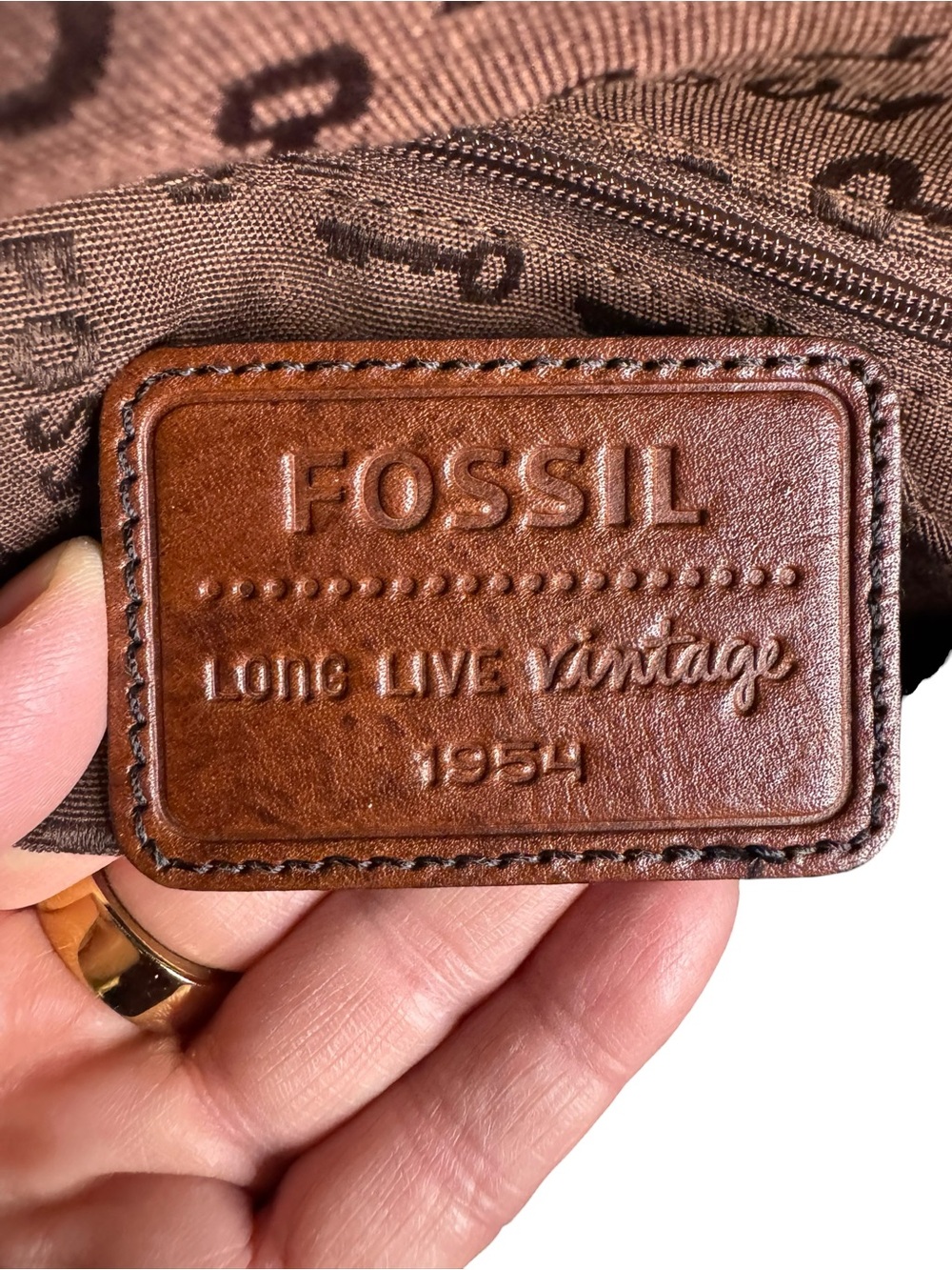 VINTAGE Fossil Key-Per Large Leather Multicolor Tweed Satchel Tote Bag - Picture 7 of 10